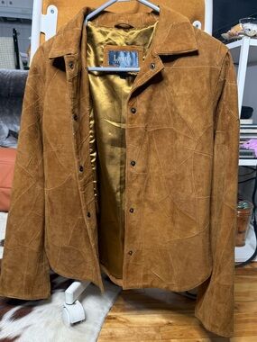 Aura Men's Suede Jacket - Camel Brown